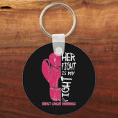 Porte-clés Sa Lutte Est Mon Combat Boxe Gant Cancer Du Sein U (Recto)
