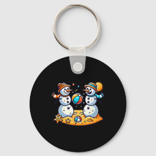 Porte-clés Sable Snowman Jouer À Beach Ball Noël En Juillet S