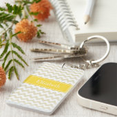 Porte-clés Sable White Chevron Pineapple Nom Monogram (Devant droit)