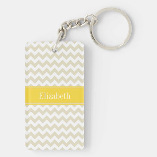 Porte-clés Sable White Chevron Pineapple Nom Monogram (Dos)