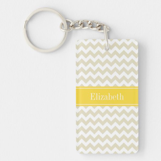 Porte-clés Sable White Chevron Pineapple Nom Monogram (Devant)