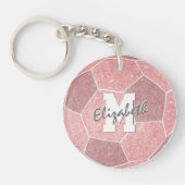 Porte-clés sac de football rose girly avec monogramme (Devant)