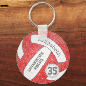 Porte-clés sac de volley-ball blanc rouge étiquette w nom de  (Recto)