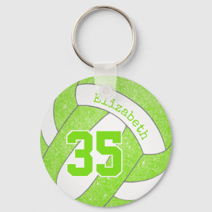 Porte-clés sac de volleyball vert citron numéro de maillot