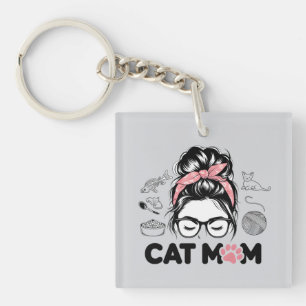 Porte-clés Sac "Maman de chat" drôle pour les amatrices de ch