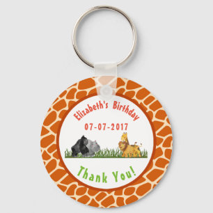 Porte-clés Safari Jungle Animal Illustration Anniversaire Mer