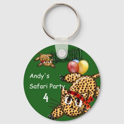 Porte-clés Safari ultra mignon Leopard Invitations d'annivers (Recto)