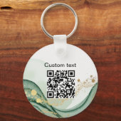 Porte-clés Sage green  marble logo Qr code Employee (Verso)