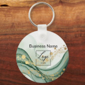 Porte-clés Sage green  marble logo Qr code Employee (Recto)