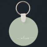 Porte-clés Sage Green Minimaliste Moderne Monogramme Élégant<br><div class="desc">Découvrez notre collection moderne minimaliste de monogramme Sage Green : Élégez votre esthétique avec une sophistication sereine et une élégance intemporelle. Notre collection présente des designs minimalistes dans une teinte verte sage et tranquille, complétés par des monogrammes raffinés adaptés à votre style personnel. De la papeterie polie aux accessoires polyvalents,...</div>