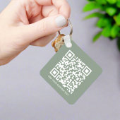 Porte-clés Sage Green QR Code & Business Logo Promotion