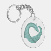 Porte-clés Sage vert coeur dragon sur blanc (Devant gauche)