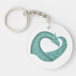 Porte-clés Sage vert coeur dragon sur blanc