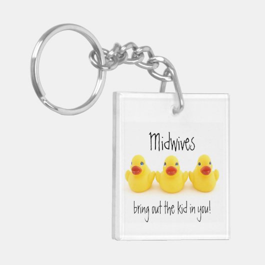 Porte-clés Sages-femmes et canards en caoutchouc jaunes (Devant gauche)