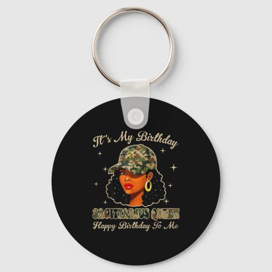 Porte-clés Sagittarius Queen Black Woman With Cap Camo Afro G (Recto)