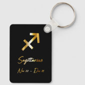 Porte-clés Sagittarius signe Zodiac, Porte - clé noir et or (Verso)