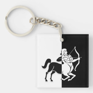 Porte-clés Sagittarius SIGNE Zodiaque, Porte - clé noir et bl