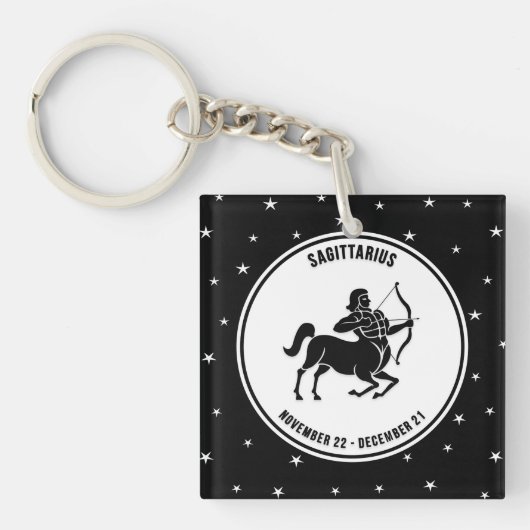 Porte-clés Sagittarius SIGNE Zodiaque, Porte - clé noir et bl (Devant)