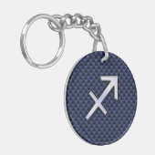 Porte-clés Sagittarius Zodiac Sign on Navy Carbon Fiber Print (Devant gauche)