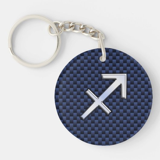 Porte-clés Sagittarius Zodiac Sign on Navy Carbon Fiber Print (Devant)