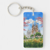 Porte-clés Sagrada Familia Barcelone Espagne Aquarelle Keycha (Devant)