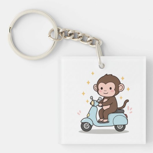 Porte-clés Said a monkey driving a scooter. (Devant)