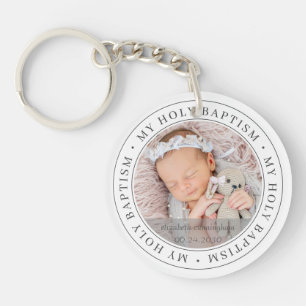 Porte-clés Saint-Baptême Cadre simple Photo personnalisée m