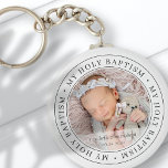 Porte-clés Saint Baptême Cadre simple Photo personnalisée mod<br><div class="desc">Ce design simple et classique est composé de typographie serif et d'ajouter une photo personnalisée. "Mon Saint Baptême" tourne autour de la photo de votre bébé,  enfant,  etc</div>