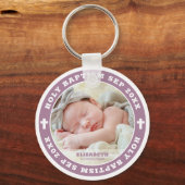 Porte-clés Saint-Baptême Croix blanche moderne Photo personna (Recto)