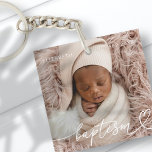 Porte-clés Saint Baptême Élégant Moderne Chic Coeur Bébé Phot<br><div class="desc">Ce design simple et moderne est composé de typographie serif et ajouter une photo personnalisée,  ajouter le nom du bébé et le mois et l'année du baptême</div>