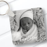Porte-clés Saint Baptême Élégant Moderne Chic Coeur Bébé Phot<br><div class="desc">Ce design simple et moderne est composé de typographie serif et ajouter une photo personnalisée,  ajouter le nom du bébé et le mois et l'année du baptême</div>
