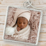 Porte-clés Saint Baptême Élégant Moderne Chic Coeur Bébé Phot<br><div class="desc">Ce design simple et moderne est composé de typographie serif et ajouter une photo personnalisée,  ajouter le nom du bébé et le mois et l'année du baptême</div>