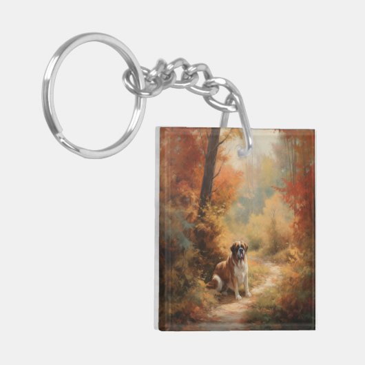 Porte-clés Saint Bernard en automne Feuilles Automne automne  (Devant gauche)