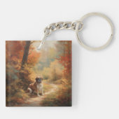 Porte-clés Saint Bernard en automne Feuilles Automne automne  (Dos)