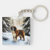 Porte-clés Saint Bernard Laisser Neige Noël (Dos)