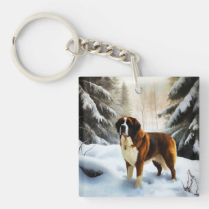 Porte-clés Saint Bernard Laissez Tomber la Neige Noël