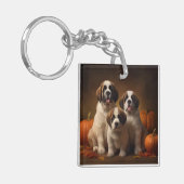 Porte-clés Saint Bernard Puppy Automne Citrouille (Devant gauche)