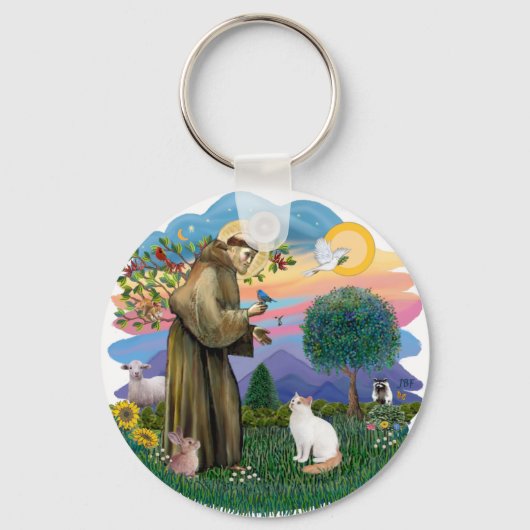 Porte-clés Saint François - chat Van turc (Recto)