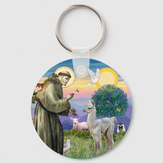 Porte-clés Saint François et bébé lama (Recto)