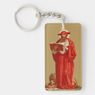 Porte-clés Saint Jérôme, cardinal avec Lion (P 004)