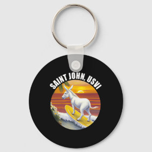 Porte-clés Saint John USVI Âne de surf drôle Îles Vierges amé