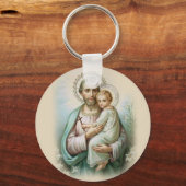 Porte-clés Saint Joseph Bébé Jésus Lily traditionnelle (Recto)