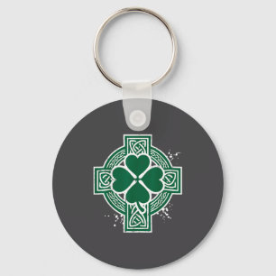 Porte-clés Saint-Patrick Celtic Knot Clover Croix Irlandais H