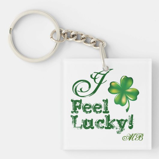 Porte-clés Saint-Patrick Monogramme J'ai de la chance, Trèfle (Devant)