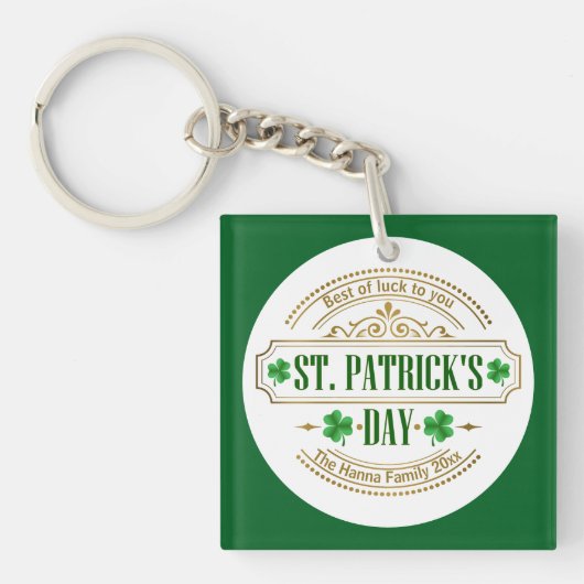 Porte-clés Saint-Patrick personnalisé - Chance des Irlandais (Devant)