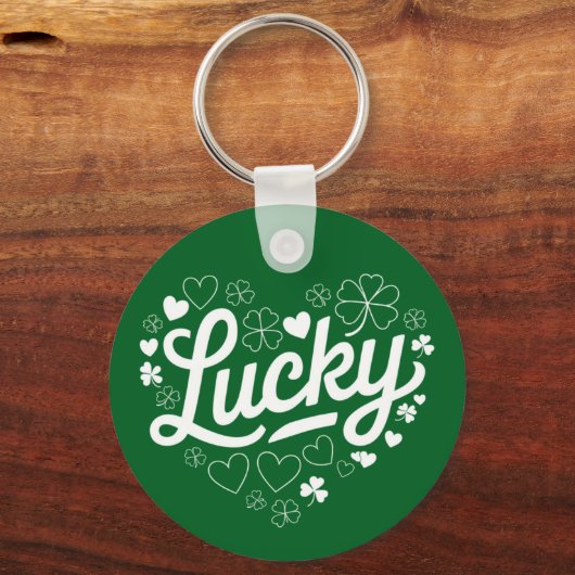 Porte-clés Saint Patrick's Day Heart Lucky Clover Shamrock (Recto)