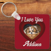 Porte-clés Saint-Valentin amour de chien de coeur Nom photo p (Recto)