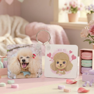 Porte-clés Saint-Valentin Caniche avec nom et phot