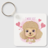 Porte-clés Saint-Valentin Caniche avec nom et phot (Recto)