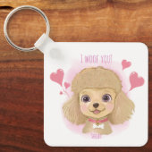 Porte-clés Saint-Valentin Caniche avec nom et phot (Recto)